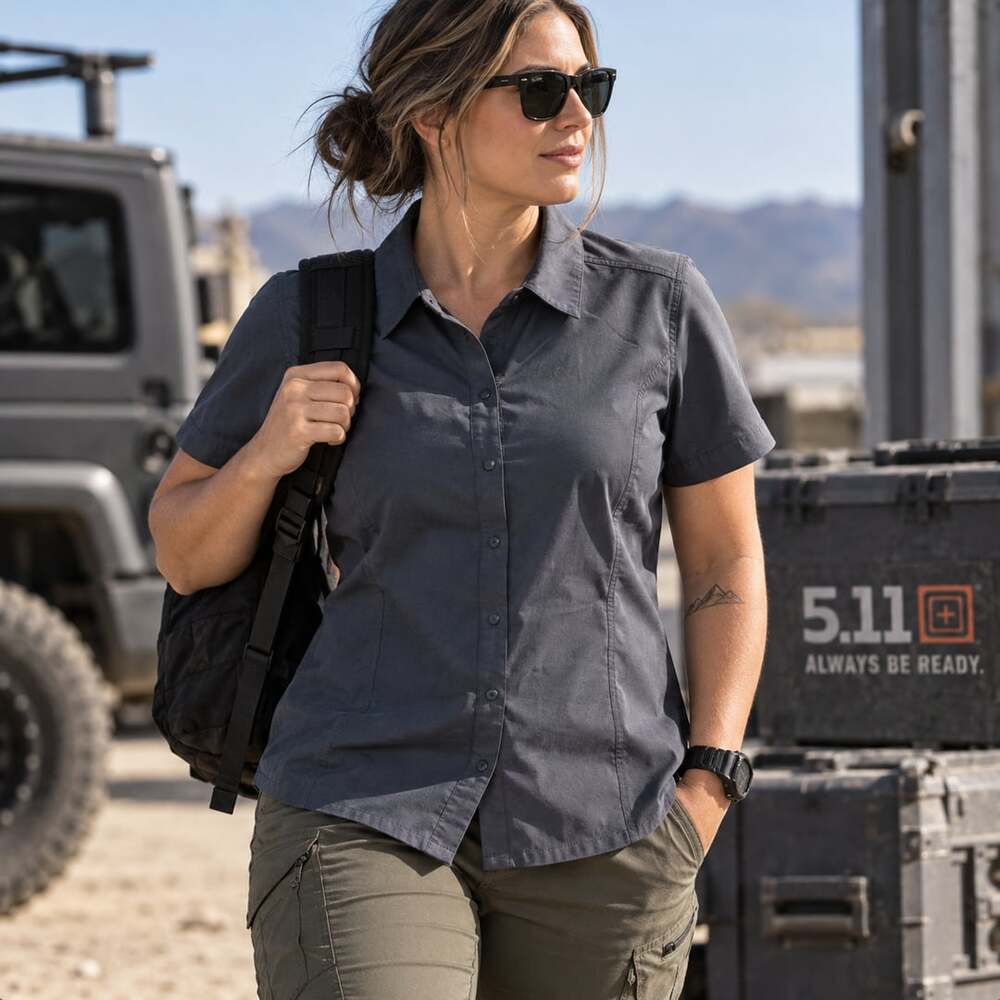 5.11 Tactical Women's Short Sleeve Gray Workwear Construction Uniform